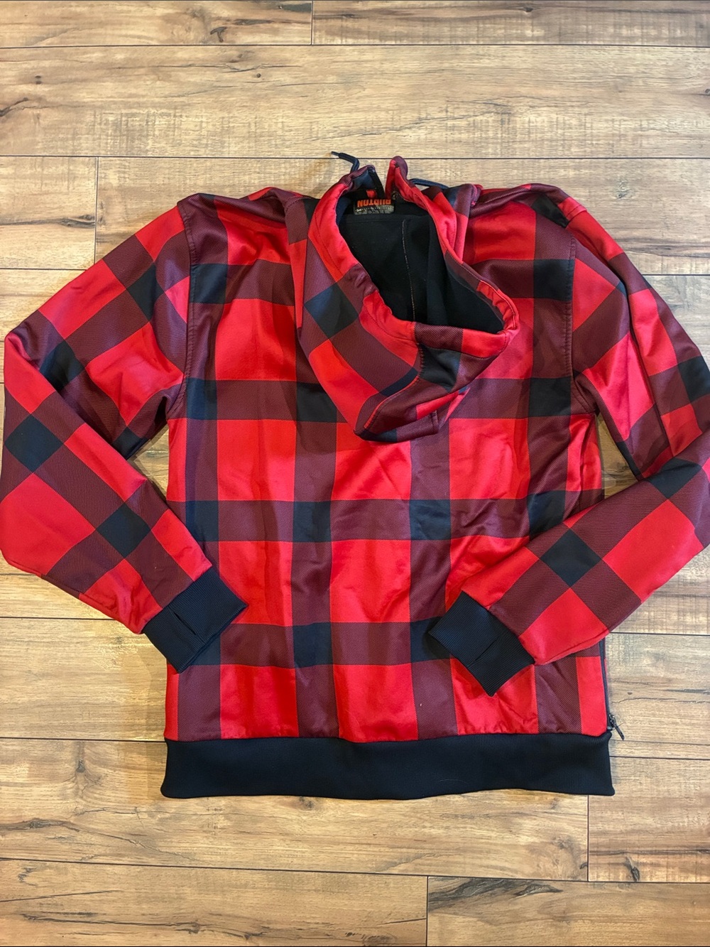 Burton Red and Black Plaid Hooded Zip Jacket - Picture 3 of 3